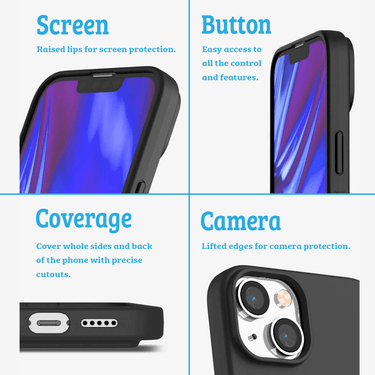 iPhone 16 Pro Slim & Tough Case Cover with Card Holder: Screen & Camera Guard, Drop Protection, Strong Build - Black